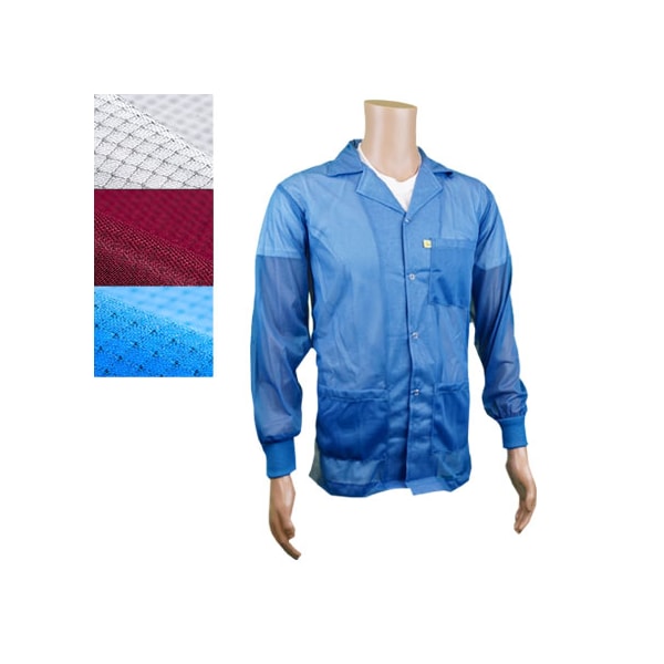 ESD Jacket, Lapel Collar, Knit Cuff, Color: Burgundy, 2X-Large